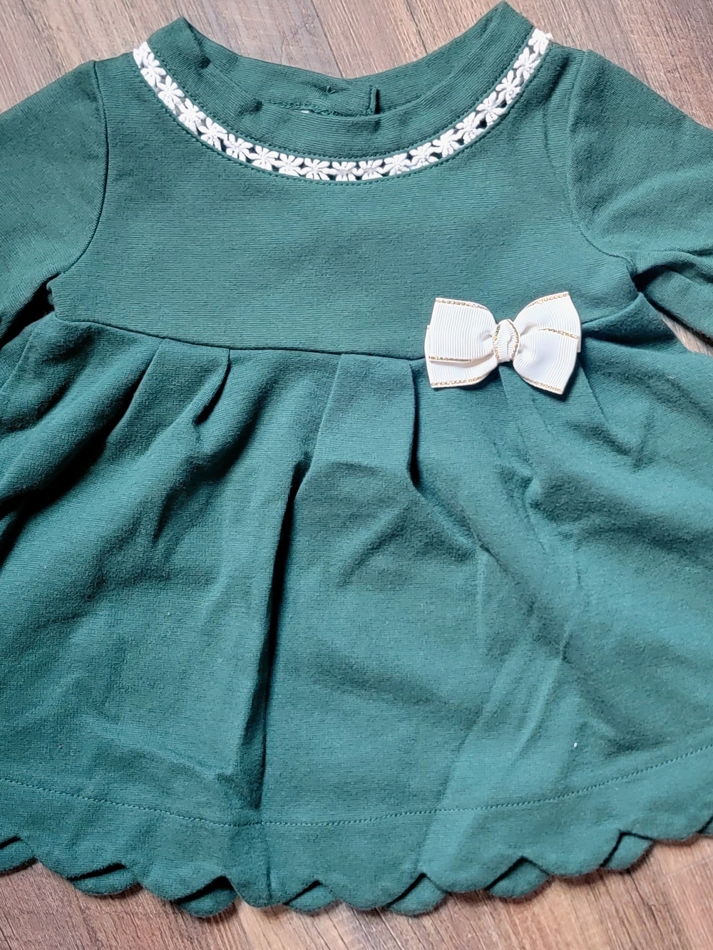 Tahari Dark Green Dress with White Bow